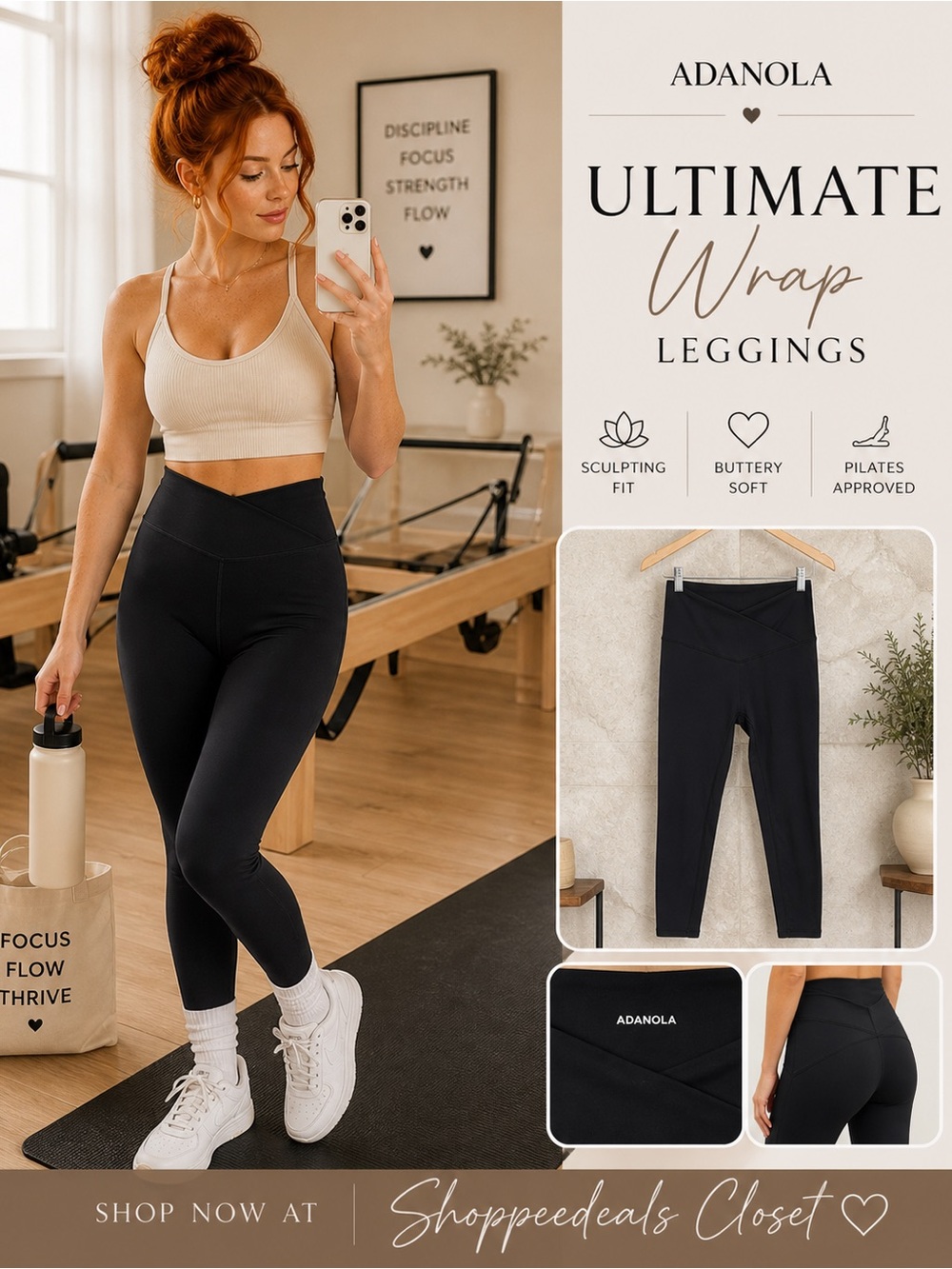 ADANOLA Ultimate Wrap Leggings Black Activewear